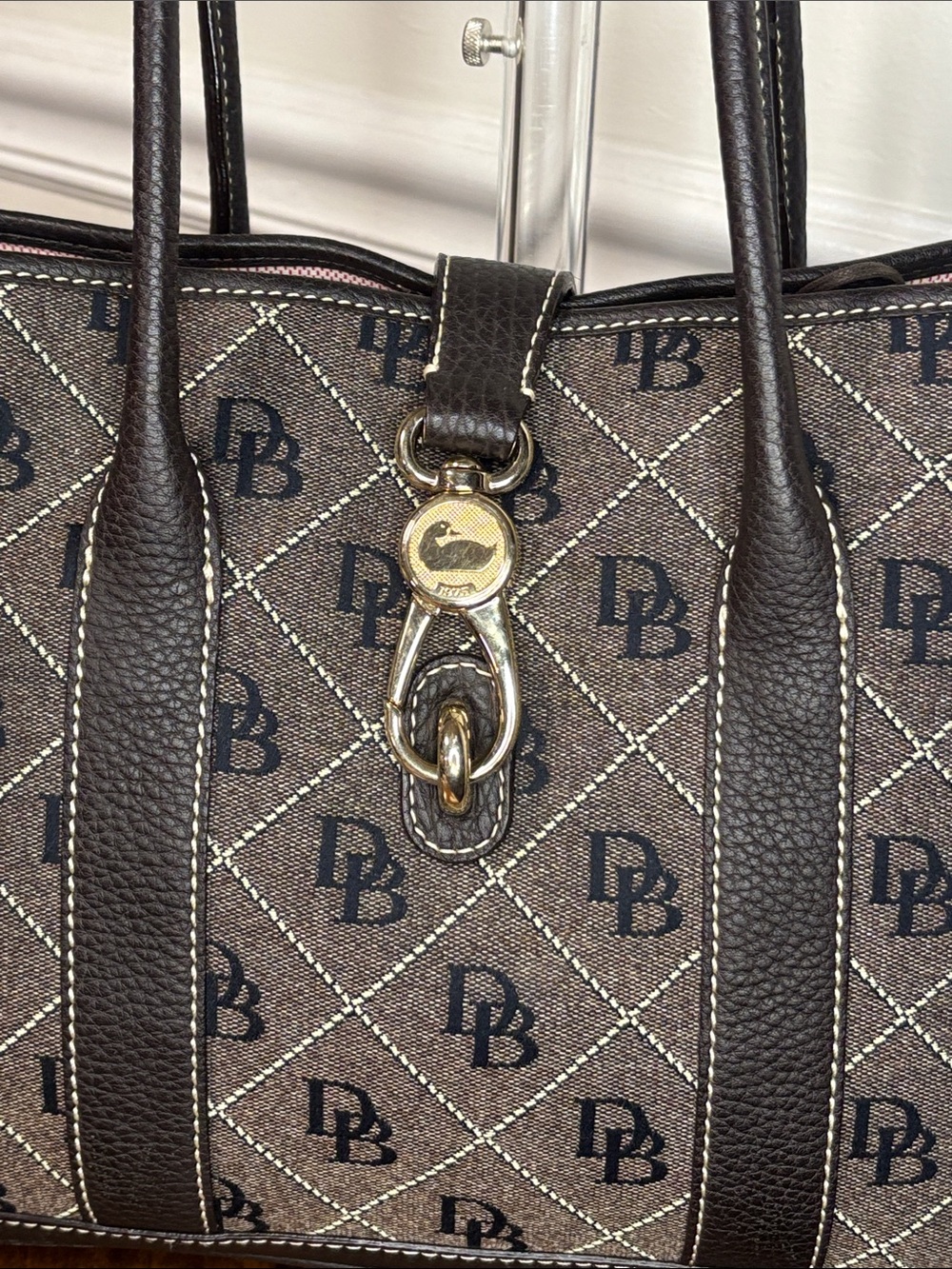 Dooney & Bourke Brown Signature Tote Bag with Logo Clasp Lock Hardware - Picture 3 of 13
